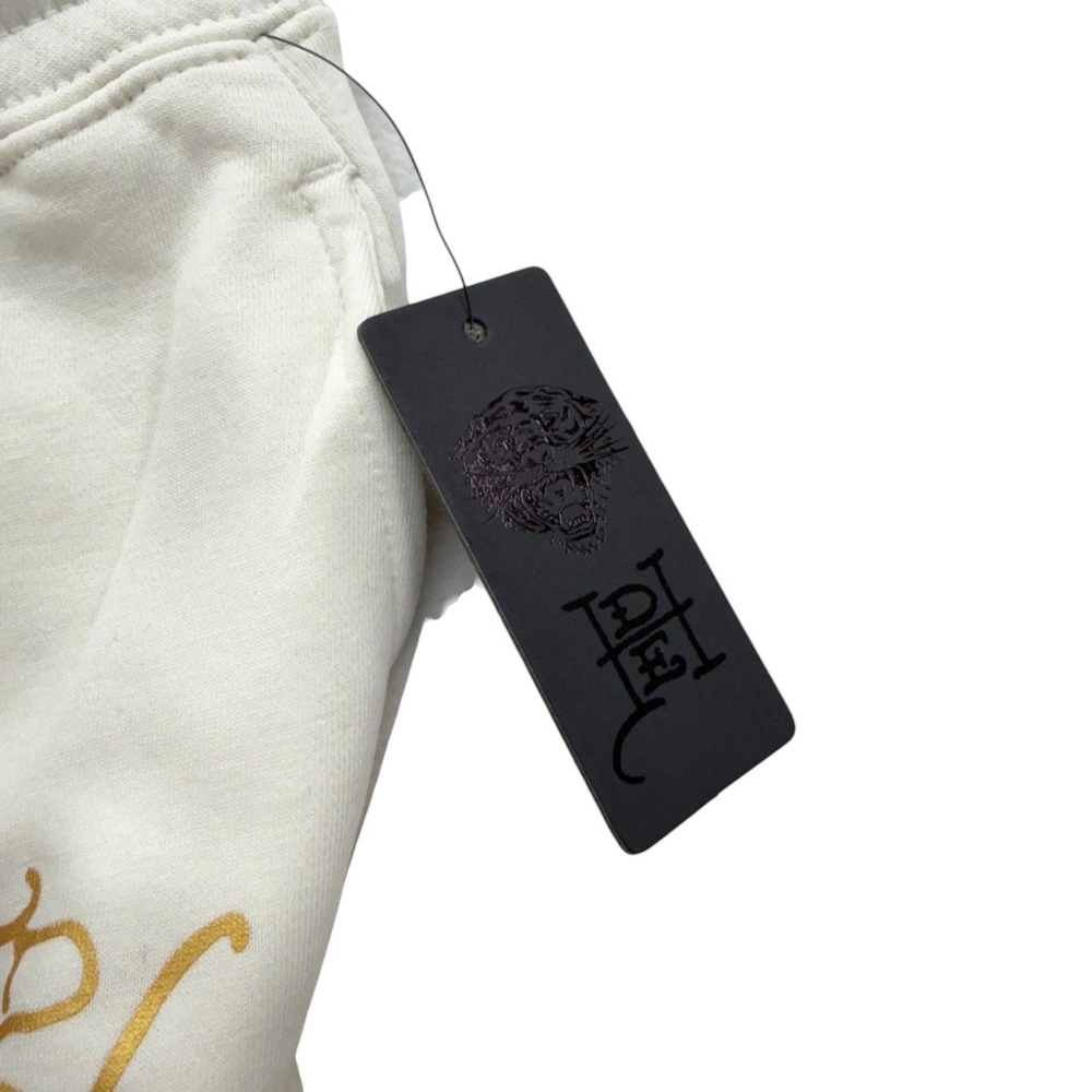 Ed Hardy Womens Sweatpants 1X Ivory Cotton Blend Jogger Tiger Rose Graphic NWT - Picture 9 of 11